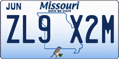 MO license plate ZL9X2M