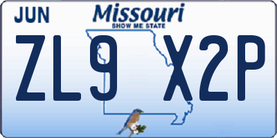 MO license plate ZL9X2P
