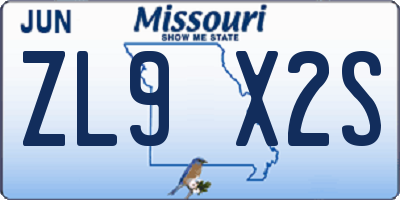 MO license plate ZL9X2S