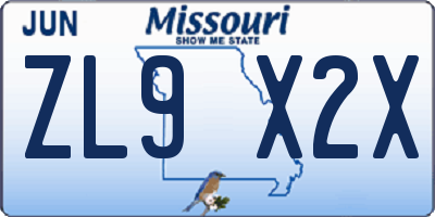 MO license plate ZL9X2X