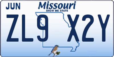 MO license plate ZL9X2Y
