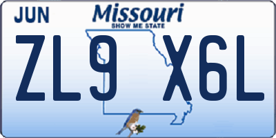 MO license plate ZL9X6L