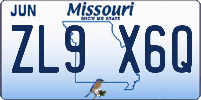 MO license plate ZL9X6Q