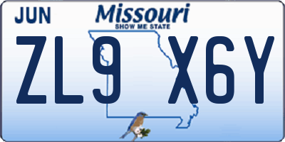 MO license plate ZL9X6Y