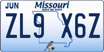 MO license plate ZL9X6Z