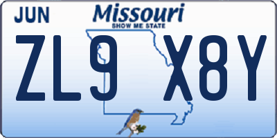 MO license plate ZL9X8Y