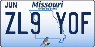 MO license plate ZL9Y0F
