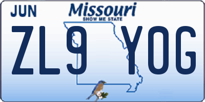 MO license plate ZL9Y0G