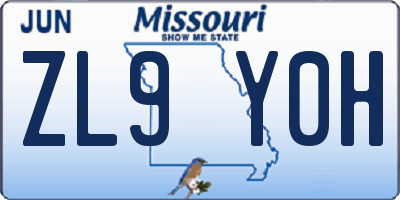 MO license plate ZL9Y0H