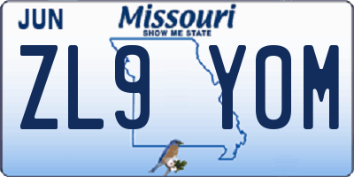 MO license plate ZL9Y0M
