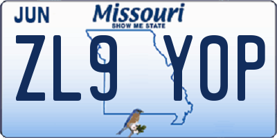 MO license plate ZL9Y0P