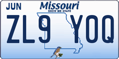 MO license plate ZL9Y0Q