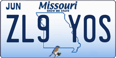 MO license plate ZL9Y0S