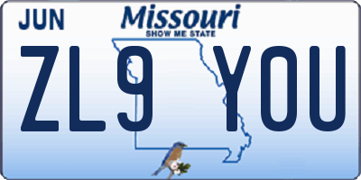 MO license plate ZL9Y0U
