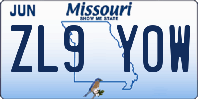 MO license plate ZL9Y0W