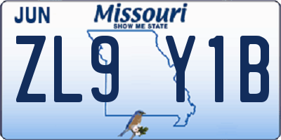 MO license plate ZL9Y1B