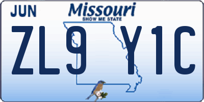 MO license plate ZL9Y1C