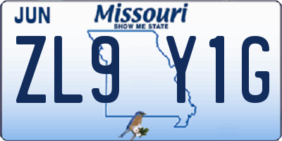 MO license plate ZL9Y1G