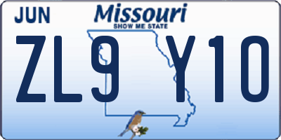 MO license plate ZL9Y1O