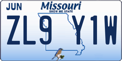 MO license plate ZL9Y1W