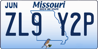 MO license plate ZL9Y2P