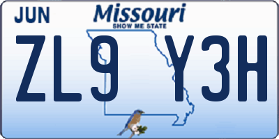 MO license plate ZL9Y3H