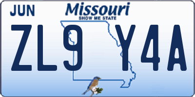 MO license plate ZL9Y4A
