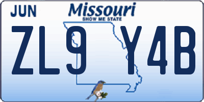 MO license plate ZL9Y4B