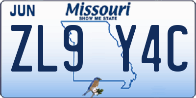 MO license plate ZL9Y4C