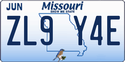 MO license plate ZL9Y4E