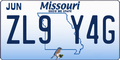 MO license plate ZL9Y4G
