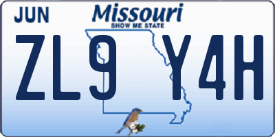 MO license plate ZL9Y4H