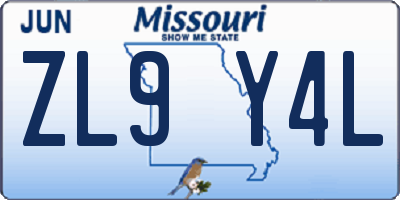 MO license plate ZL9Y4L