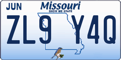 MO license plate ZL9Y4Q