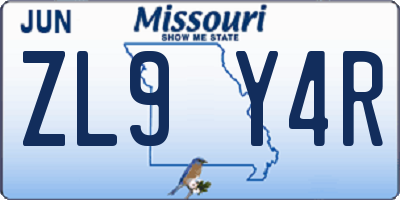 MO license plate ZL9Y4R