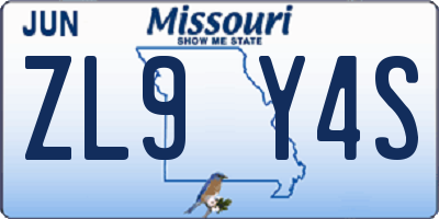 MO license plate ZL9Y4S