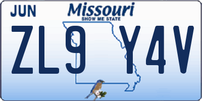 MO license plate ZL9Y4V
