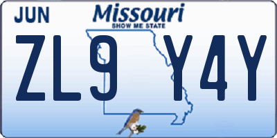 MO license plate ZL9Y4Y