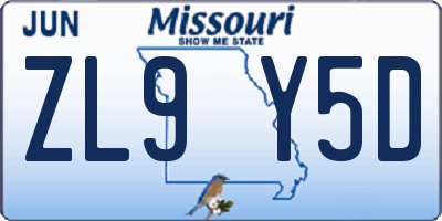 MO license plate ZL9Y5D