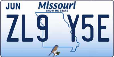 MO license plate ZL9Y5E
