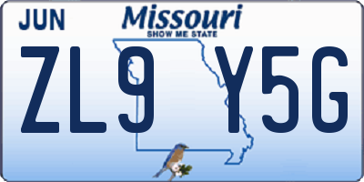 MO license plate ZL9Y5G
