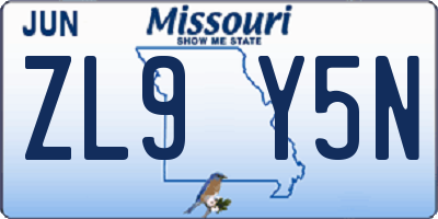 MO license plate ZL9Y5N
