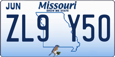 MO license plate ZL9Y5O