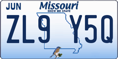 MO license plate ZL9Y5Q