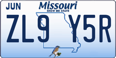 MO license plate ZL9Y5R