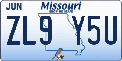 MO license plate ZL9Y5U
