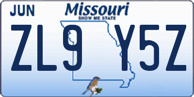 MO license plate ZL9Y5Z