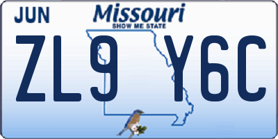 MO license plate ZL9Y6C