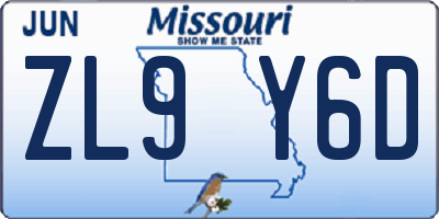 MO license plate ZL9Y6D
