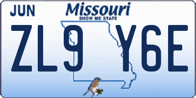 MO license plate ZL9Y6E